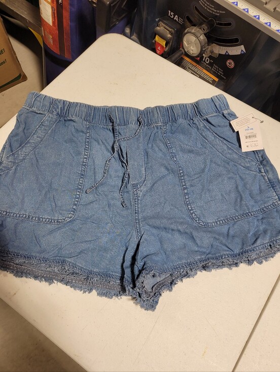 Time and Tru Pants - Time and Tru Light Blue Denim-Style Drawstring Shorts
